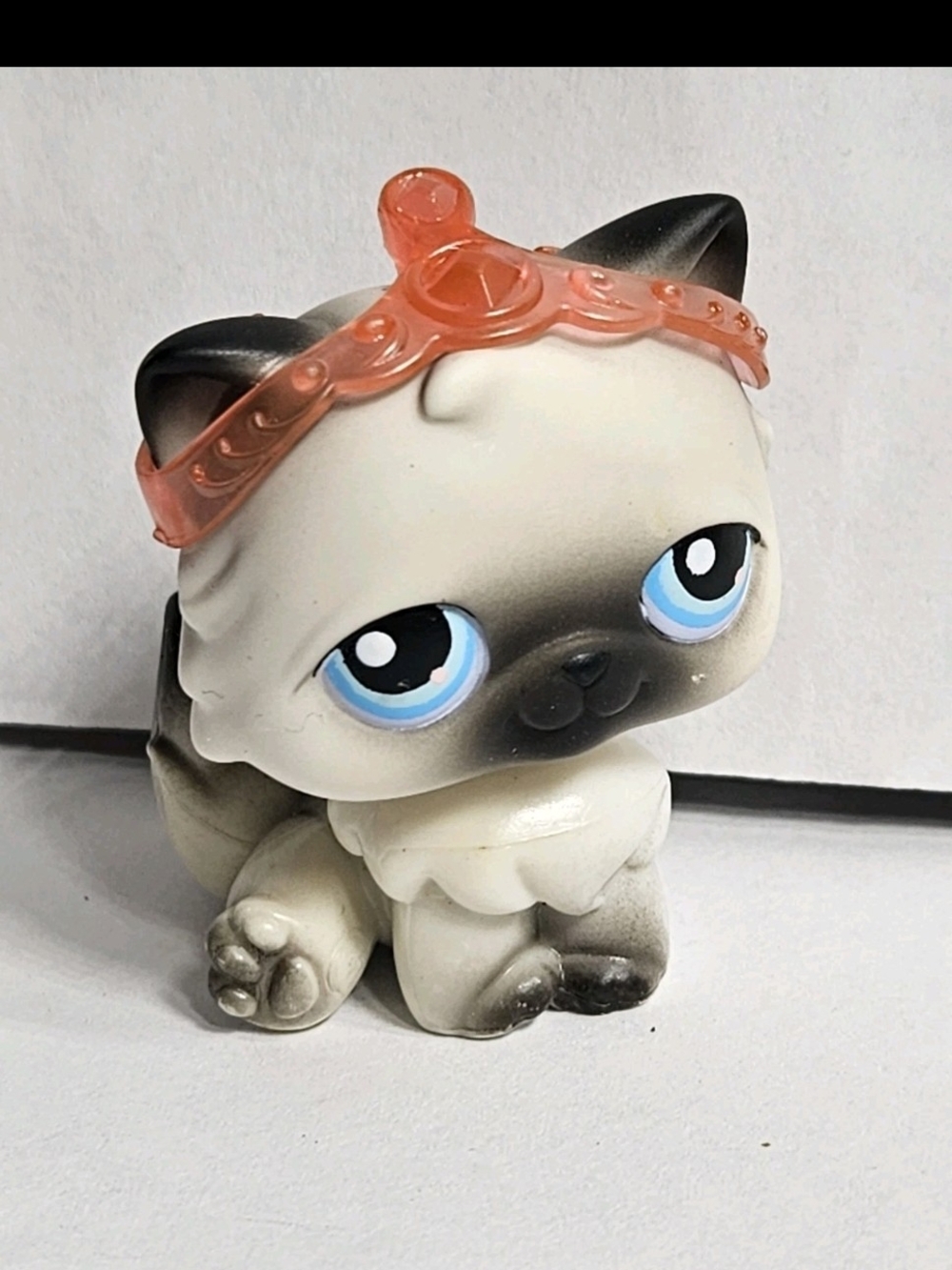 Littlest Pet Shop LPS #60 Persian Cat Black White Blue Eyes W/crown Rare Hasbro
